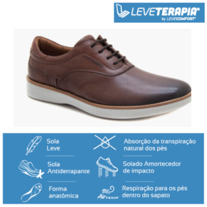 (LeveTerapia) Sapato Casual Couro Mestiço Pinhão - 47503