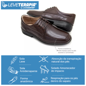 (LeveTerapia) Sapato Social Couro Marrom - 43126