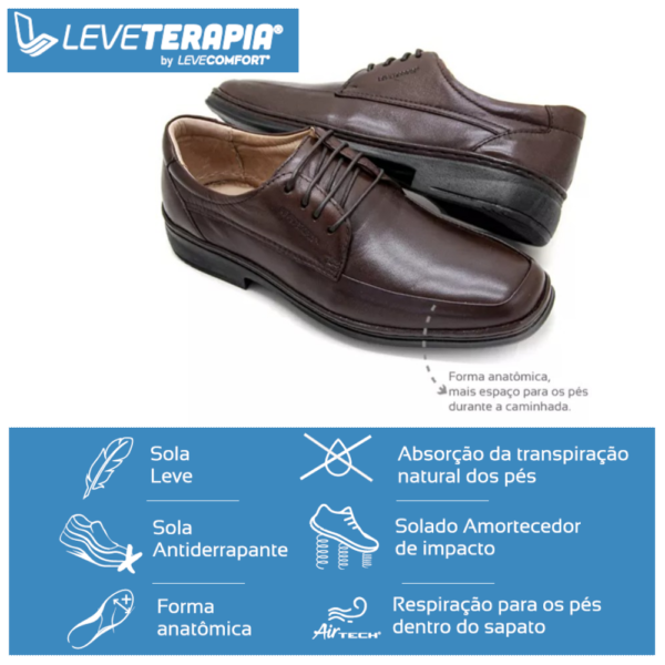 (LeveTerapia) Sapato Social Couro Marrom - 43126