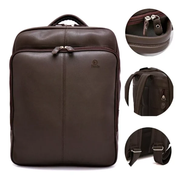 Bolsa Mochila Masculina De Couro Legitimo Bovino - Imagem 4
