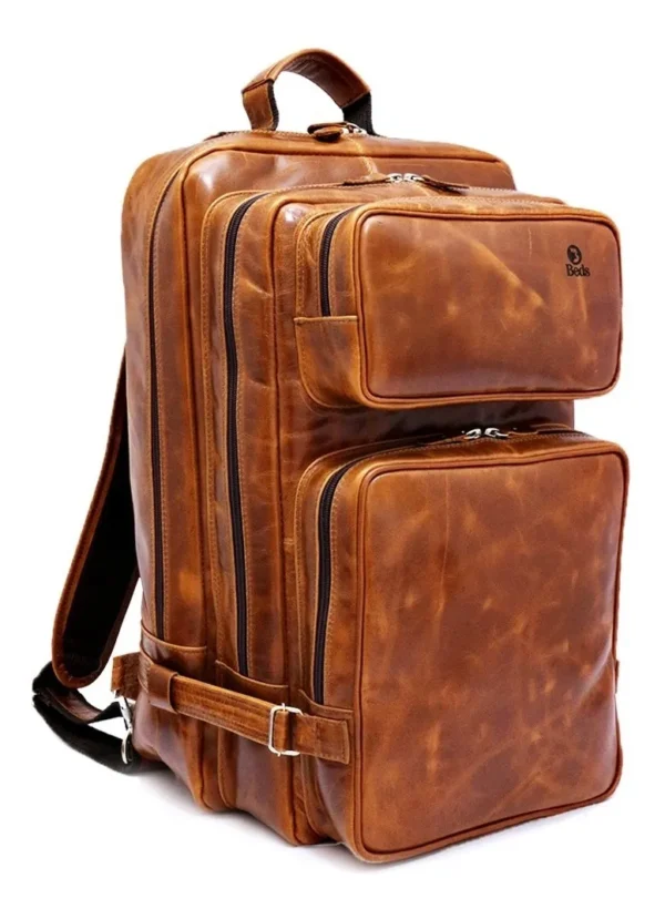 Mochila em couro Top Platinum Média Resistente