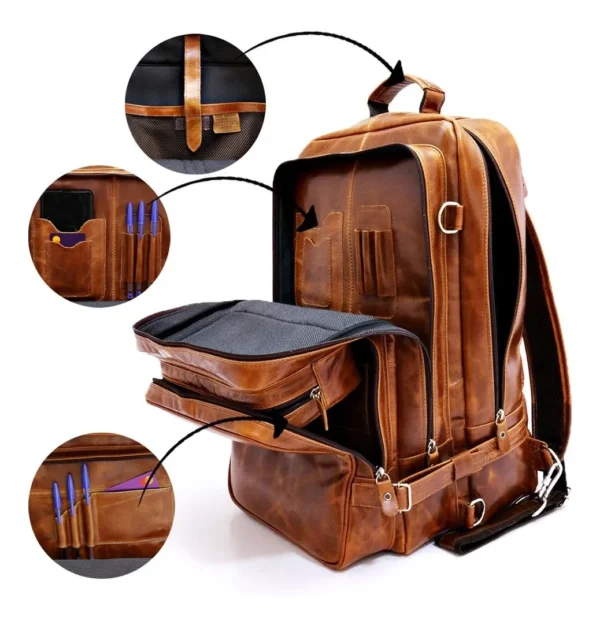 Mochila em couro Top Platinum Média Resistente - Imagem 4