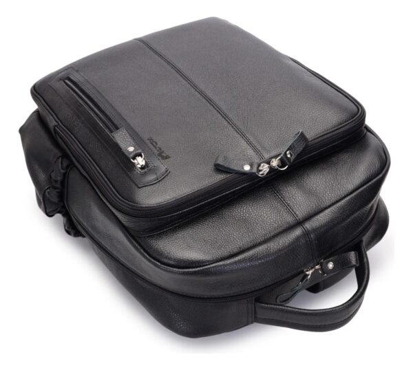 Mochila De Couro Legitimo Empresario Escritorio - Preta - Imagem 4