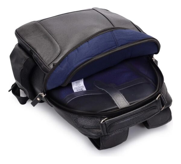 Mochila De Couro Legitimo Financeiro Ação Investidor - Preta - Imagem 4