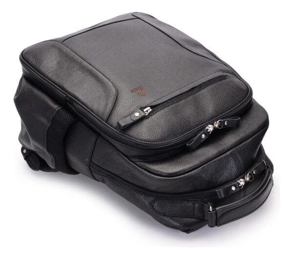 Mochila De Couro Legitimo Financeiro Ação Investidor - Preta - Imagem 5
